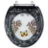Assento Sanitario Poliester Decorado Borboleta Saveiro Preto para vaso Celite - 1