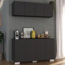 Ver imagem 2 de Conjunto Cantinho do Café Armário e Aparador 4 Portas Multimóveis Mp1085 Preto/branco