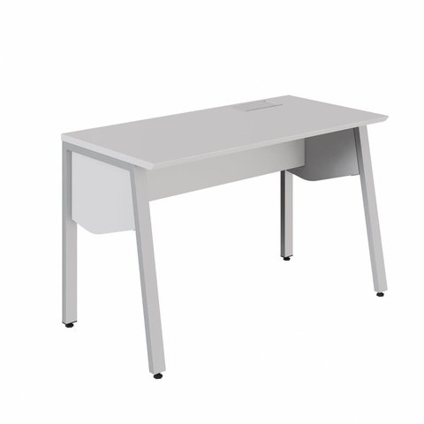 Estação Trabalho Plataforma Individual com Caixa de Tomadas Pés Cavalete 135cm Industrial Cinza
