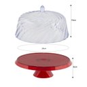 Ver imagem 6 de Boleira Porta Bolo Tortas Cúpula Transparente Bandeja translucida - Vermelho