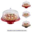 Ver imagem 2 de Boleira Porta Bolo Tortas Cúpula Transparente Bandeja translucida - Vermelho