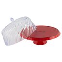Ver imagem 3 de Boleira Porta Bolo Tortas Cúpula Transparente Bandeja translucida - Vermelho