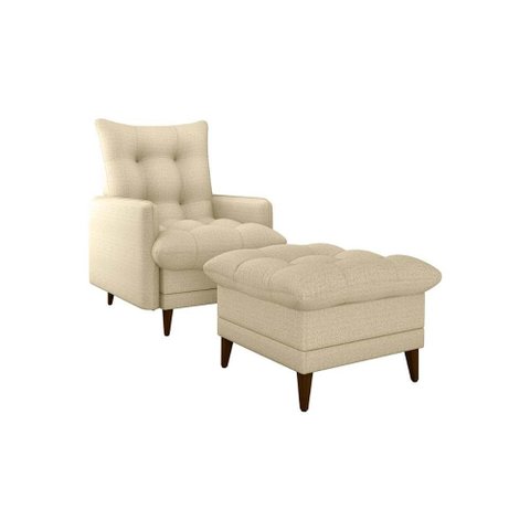 Poltrona de Amamentação com Puff Montreal Suede Bege Matrix
