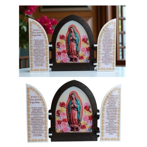 Capela Nossa Senhora de Guadalupe Oração Madeira Resinada com Porta