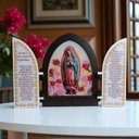 Ver imagem 2 de Capela Nossa Senhora de Guadalupe Oração Madeira Resinada com Porta