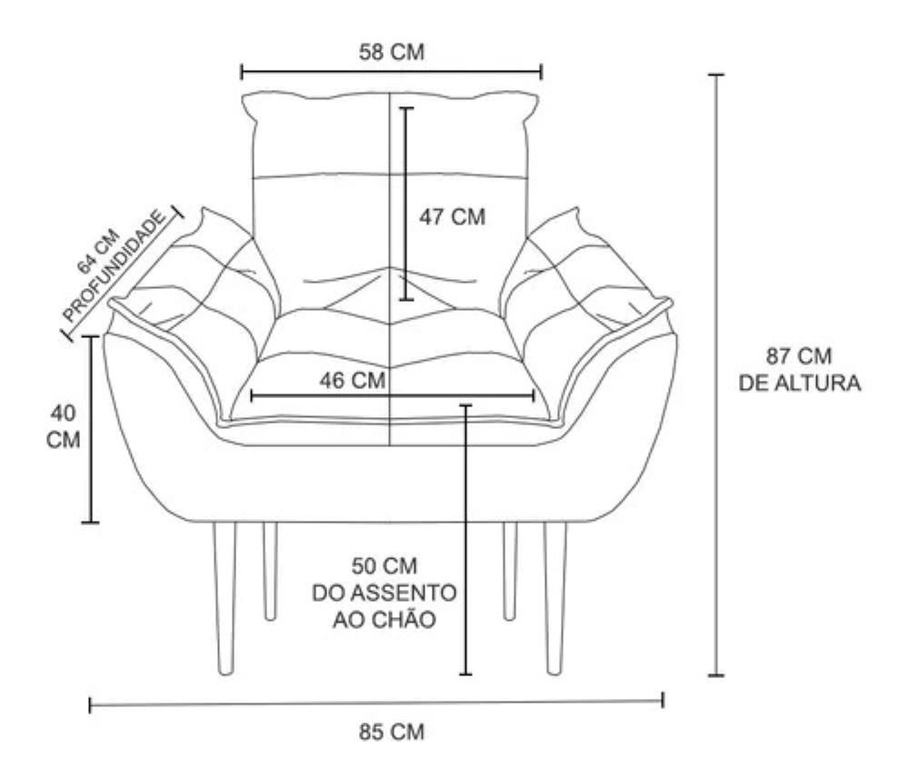 Poltrona Decorativa Opala Suede Bege - 3