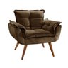 Poltrona Decorativa Sala Recepção Escritório Opala Suede Marrom - 1