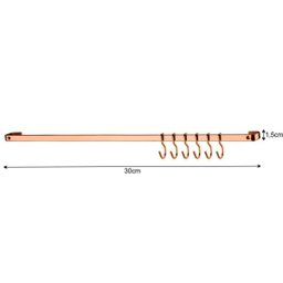 Barra Piatina de Cozinha Porta Utensílios 30cm Com 6 Ganchos - Rosé Gold - 4