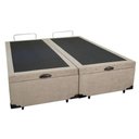 Ver imagem 1 de Cama Box Baú Queen Size Bipartido Suede Bege com Pistões a Gás