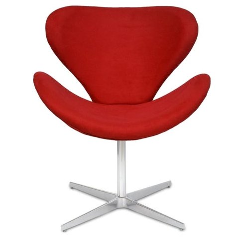 Poltrona Decorativa Swan Vermelha Suede Giratória