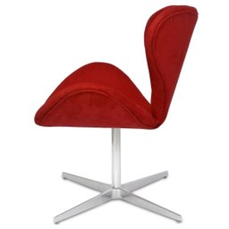 Poltrona Decorativa Swan Vermelha Suede Giratória - 3