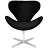 Poltrona Decorativa Swan Suede Preta Base Giratória Zarco - 1
