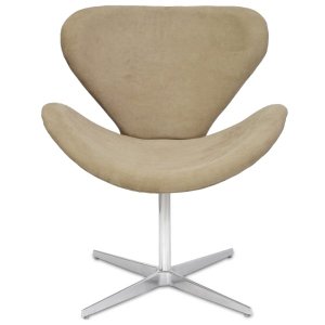 Poltrona Decorativa Swan Suede Marrom Claro Giratória Zarco