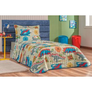 Conjunto de Lencol Solteiro Mundo Kids 200 Fios Dupla Face