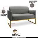 Ver imagem 4 de Poltrona Namoradeira Decorativa Isabella Base Industrial Linho Grafite/Dourado Gran Belo