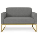 Ver imagem 7 de Poltrona Namoradeira Decorativa Isabella Base Industrial Linho Grafite/Dourado Gran Belo