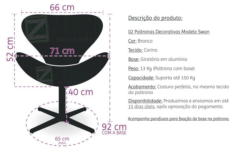 Poltrona Decorativa Swan Corino Preta Base Giratória - 5