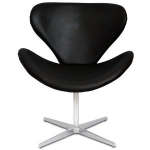 Poltrona Decorativa Swan Corino Preta Base Giratória