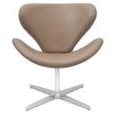 Ver imagem 1 de Poltrona Decorativa Swan Corino Marrom Claro Base Giratória