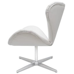 Poltrona Decorativa Swan Corino Branca Base Giratória - 3