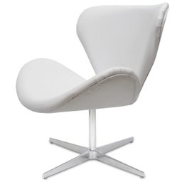 Poltrona Decorativa Swan Corino Branca Base Giratória - 2