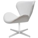 Ver imagem 2 de Poltrona Decorativa Swan Corino Branca Base Giratória