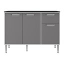 Ver imagem 2 de Balcão de Cozinha Gabinete Pia 105cm 3 Portas 1 Gaveta Branco-lacca Fumê Branco-lacca Fumê