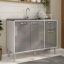 Ver imagem 6 de Balcão de Cozinha Gabinete Pia 105cm 3 Portas 1 Gaveta Branco-lacca Fumê Branco-lacca Fumê