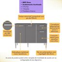 Ver imagem 5 de Balcão de Cozinha Gabinete Pia 105cm 3 Portas 1 Gaveta Branco-lacca Fumê Branco-lacca Fumê