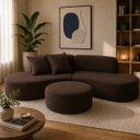 Ver imagem 1 de Sofá e Puff Orgânico Virginia 200cm Sala Suede Marrom