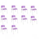Ver imagem 1 de Kit 10 Cadeira Iso Infantil Creche, Base Branco Lilas