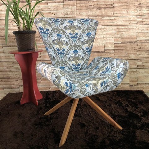 Poltrona Elegance Base Giratória em Jacquard