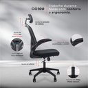 Ver imagem 7 de Cadeira Presidente Escritório Ergonômica Gogo Chair Go100 Luxo - Preta