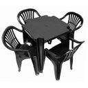 Ver imagem 1 de Conjunto de Mesa com Cadeiras Poltrona Plástico Kit Preto 2 Jogos
