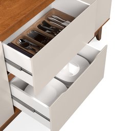 Buffet Aparador Sala de Jantar 2 Portas e 2 Gavetas Organizador Multiuso Elegante Off Freijó - 3