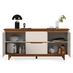 Buffet Aparador Sala de Jantar 2 Portas e 2 Gavetas Organizador Multiuso Elegante Off Freijó - 4