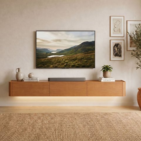 Rack Suspenso para TV até 75 Polegadas em MDF com LED Oslo Naturalle