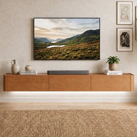Rack para TV até 75 Polegadas Suspenso com LED 3 Gavetas 100% MDF 180cm Oslo Marrom