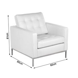 Poltrona Florence Knoll Cromado em Sintético Branco - 2