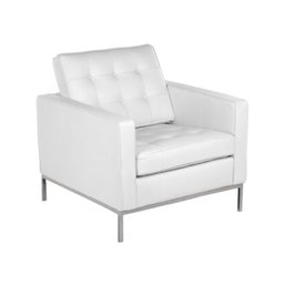 Poltrona Florence Knoll Cromado em Sintético Branco - 1