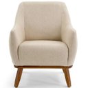 Ver imagem 2 de Poltrona Decorativa Sala de Estar Base de Madeira Raquel Algodão Bege - Gran Belo