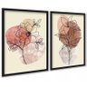 Kit 2 Quadros Flores Efeito Mármore Colorido 33x24cm:moldura Preta - 1