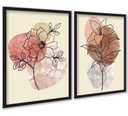 Ver imagem 1 de Kit 2 Quadros Flores Efeito Mármore Colorido 33x24cm:moldura Preta