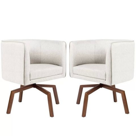 Kit 2 Poltronas Decorativas Giratória Ka Nix Linho - Gran Belo