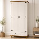 Ver imagem 3 de Guarda Roupa Solteiro 2 Portas 1 Gaveta 98cm Provençal Alegra S05 Off White Nogueira - Lyam Decor