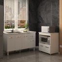 Ver imagem 3 de Balcão Armário Cozinha Gabinete de Pia 140 Cm Camila e Balcão Amanda para Microondas e Forno Elétric