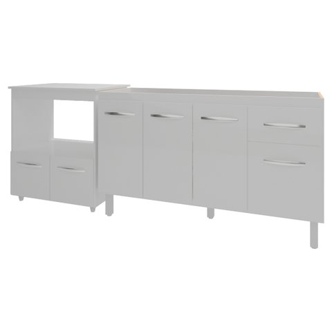 Balcão Armário Cozinha Gabinete de Pia 140 Cm Camila e Balcão Amanda para Microondas e Forno Elétric