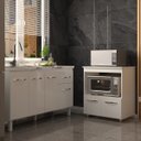 Ver imagem 2 de Balcão Armário Cozinha Gabinete de Pia 140 Cm Camila e Balcão Amanda para Microondas e Forno Elétric