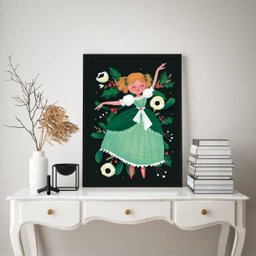 Quadro Decorativo Retrô Menina Camponesa 33x24cm:madeira Preta - 2