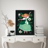 Quadro Decorativo Retrô Menina Camponesa 33x24cm:madeira Preta - 2